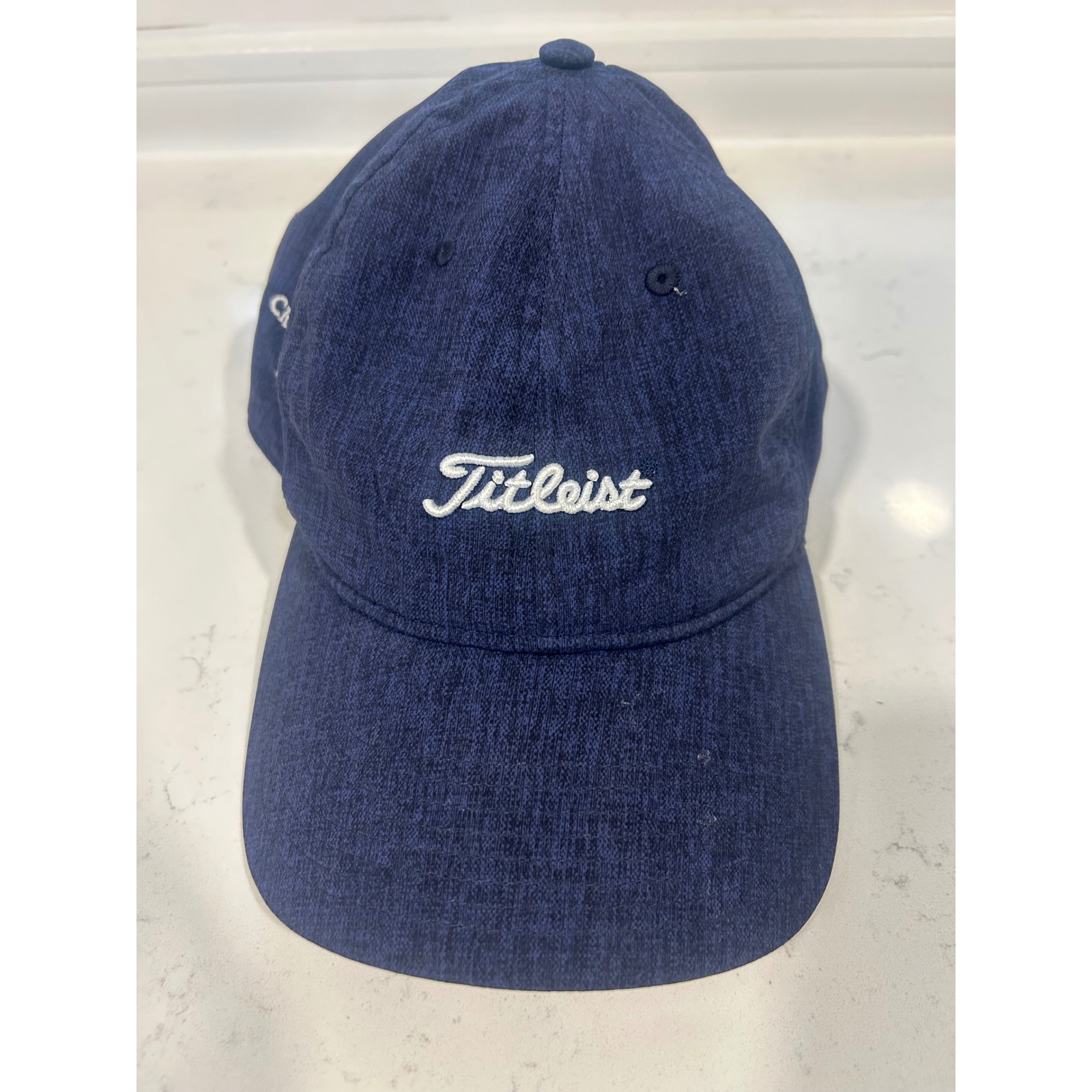 Titleist Golf Hat Navy Blue Heathered Crooked Stick Adjustable Strapback Cap